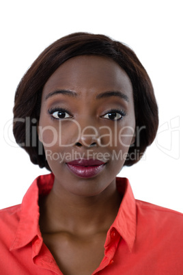 Close up portrait of woman with raised eyebrows