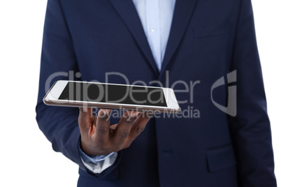 Businessman holding digital tablet