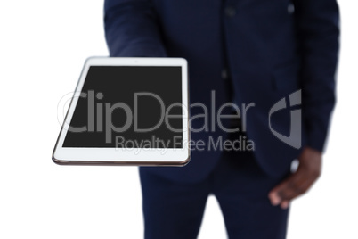 Businessman holding digital tablet