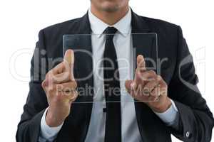 Businessman using transparent interface