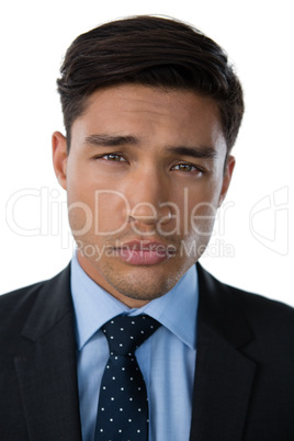 Close up of confident businessman wearing necktie