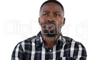 Man standing against white background