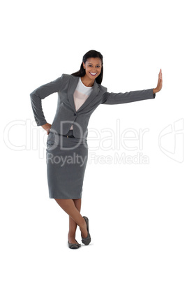 Businesswoman leaning on the side