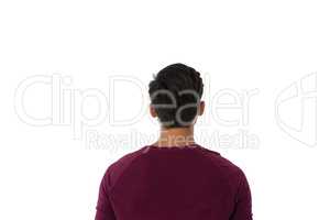 Rear view of man against white background