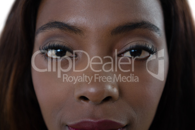 Close up confident portrait of young woman