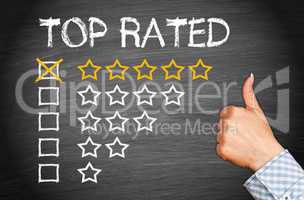 Top Rated - five stars with thumb up