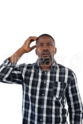 Man standing against white background