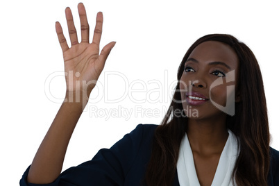 Close up of businesswoman touching interface screen