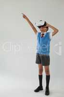 Schoolboy using virtual reality headset