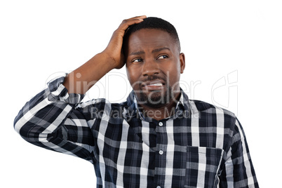 Man standing against white background