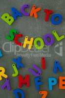 Block letters arranged on chalkboard