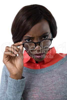 Portrait of woman wearing eyeglasses