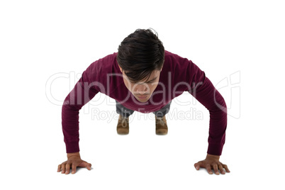 Businessman doing push ups