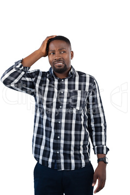 Man standing against white background