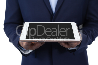 Businessman holding digital tablet