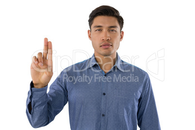 Portrait of businessman gesturing