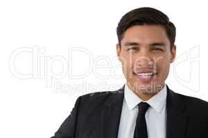 Close up portrait of smiling young businessman