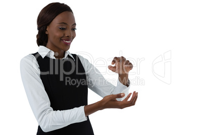 Young woman gesturing