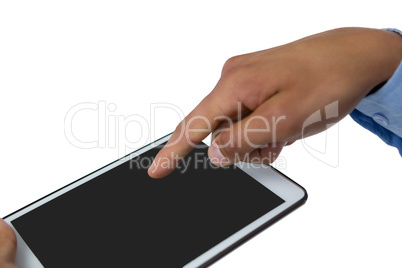 Cropped hands of businessman using tablet computer Cropped hands of businessman using tablet computer
