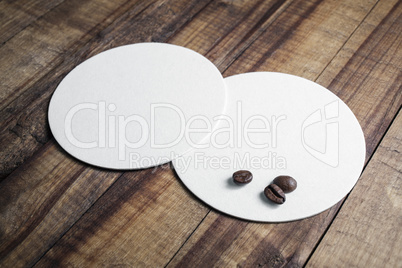 Coasters and coffee beans