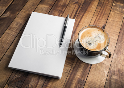 Book, pencil, coffee cup