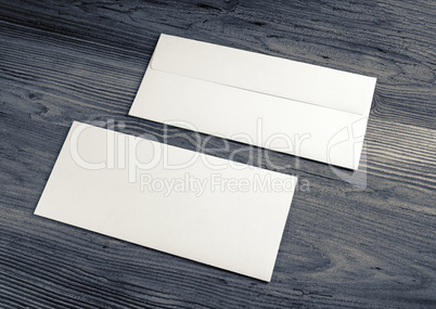 Envelopes on wood background