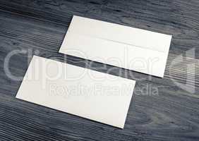 Envelopes on wood background