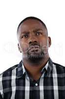 Man standing against white background