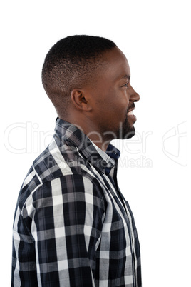 Man standing against white background