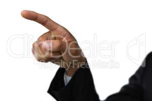 Cropped hand on businessman pointing
