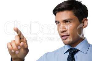 Confident businessman using invisible interface