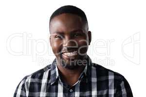 Smiling man standing against white background