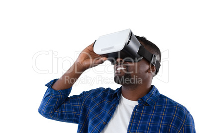 Man using virtual reality headset