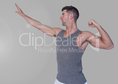 Portrait of Man posing dance with grey background