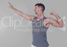 Portrait of Man posing dance with grey background