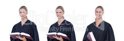 Judge woman holding a book collage