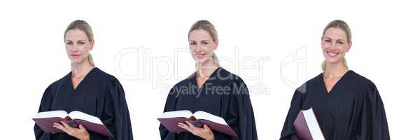 Judge woman holding a book collage