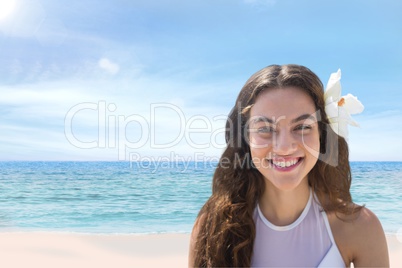 Woman at the beach smiling