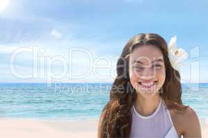 Woman at the beach smiling