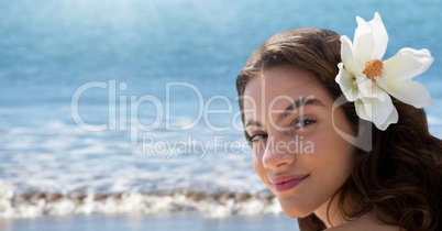 Woman at the beach smiling