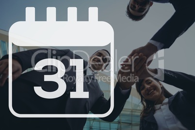 Calendar icon against meeting photo