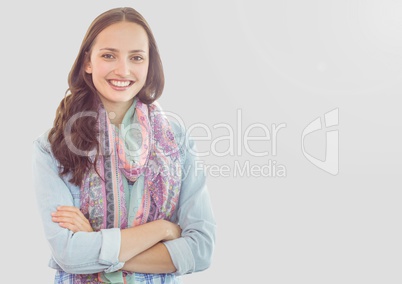 Portrait of woman with grey background