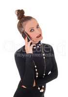 Business woman talking on cell phone.