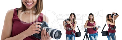 Photographer holding the camera collage