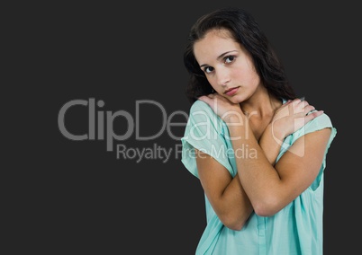 Portrait of woman with grey background