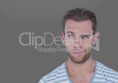 Portrait of curious Man with grey background