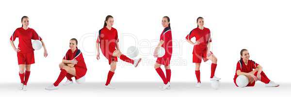 Woman playing soccer collage