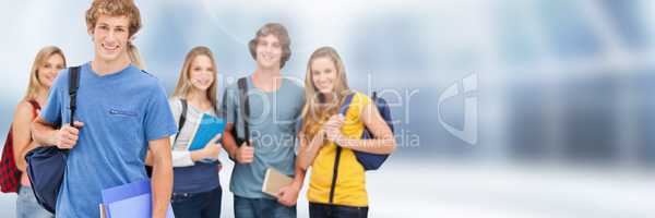 Students in front of blurred background