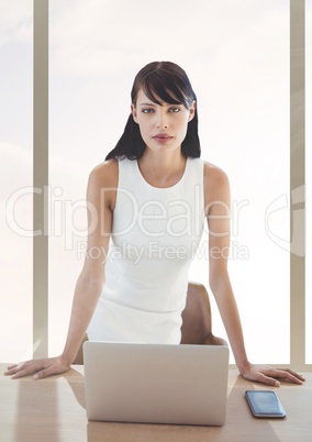 Business woman at a desk using a computer