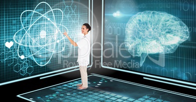 Doctor using medical interface in 3D room